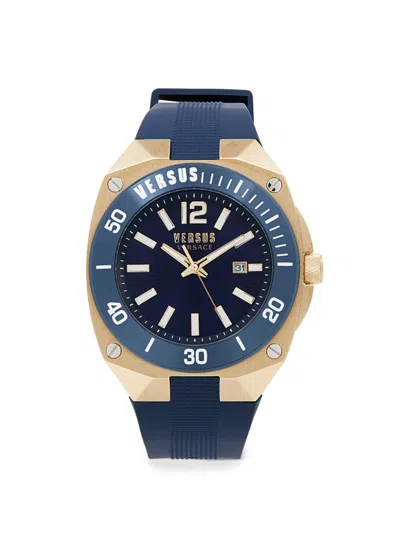Versus Men's 48mm Yellow Goldtone Stainless Steel & Silicone Strap Watch In Blue