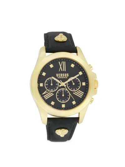 Versus Men's Chrono Lion Ip Goldtone Stainless Steel & Leather Strap Watch/44mm