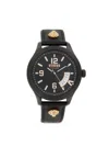 Versus Men's Reale Ip Black Stainless Steel Case & Leather Strap Watch/44mm