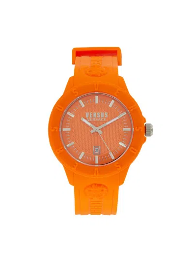 Versus Men's 3 Hand Date Quartz Tokyo Orange Silicone Watch, 43mm