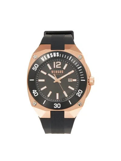 Versus Men's  Reaction 48mm Stainless Steel Case & Silicone Strap Watch In Black