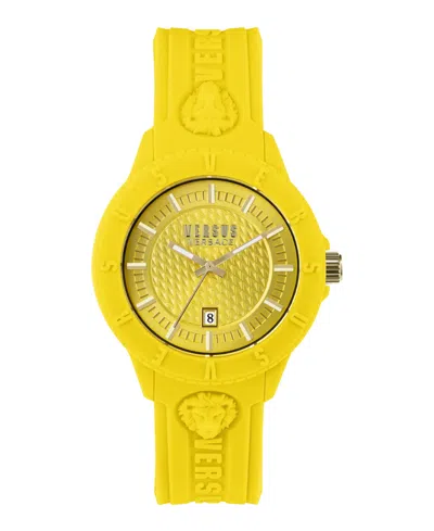 Versus Mens Tokyo Silicone Date Quartz Yellow Silicone Strap 43mm In Multi