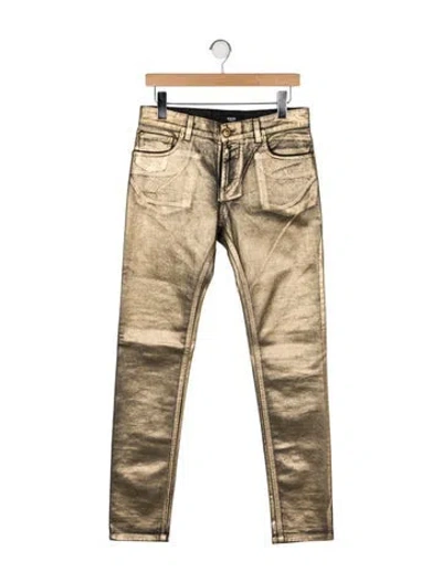 Pre-owned Versus Mid-rise Straight Leg Jeans In Gold