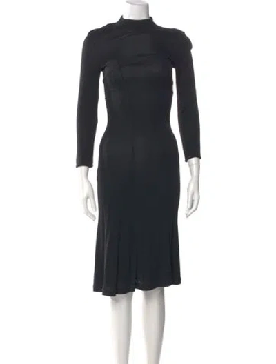 Pre-owned Versus Mock Neck Midi Length Dress In Black