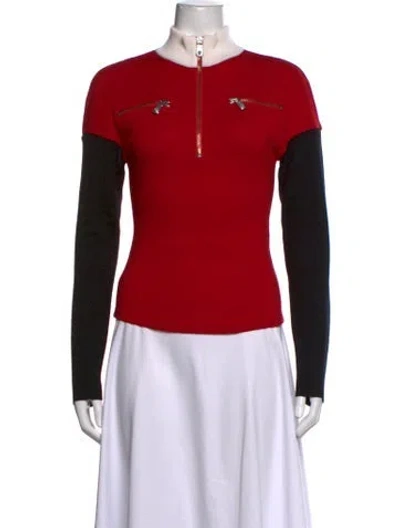 Pre-owned Versus Mock Neck Sweater In Black/neutrals/red