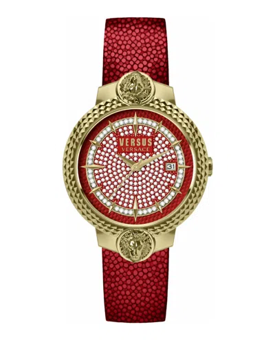 Versus Mouffetard Crystal Strap Watch In Gold