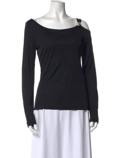 Pre-owned Versus Off-the-shoulder Long Sleeve Top In Black