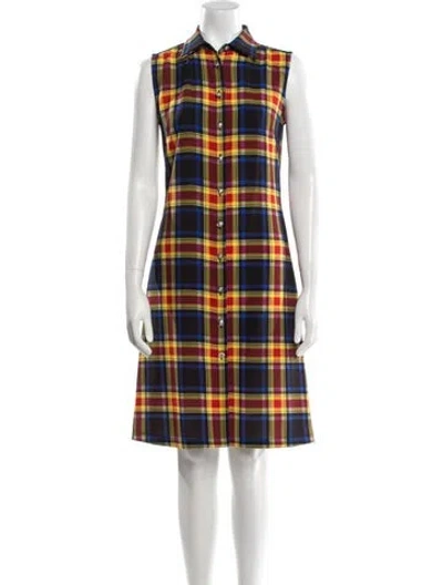 Pre-owned Versus Plaid Print Dress Set In Black