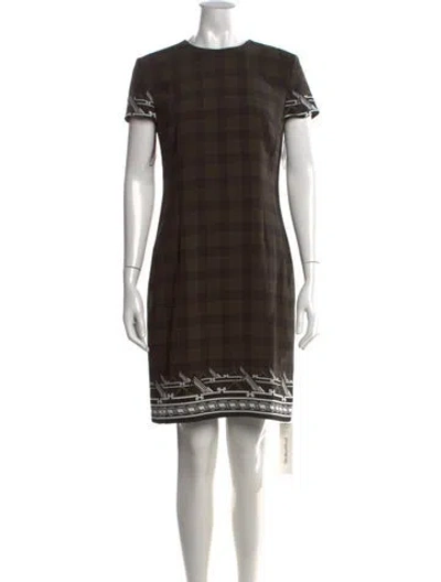 Pre-owned Versus Plaid Print Knee-length Dress In Brown