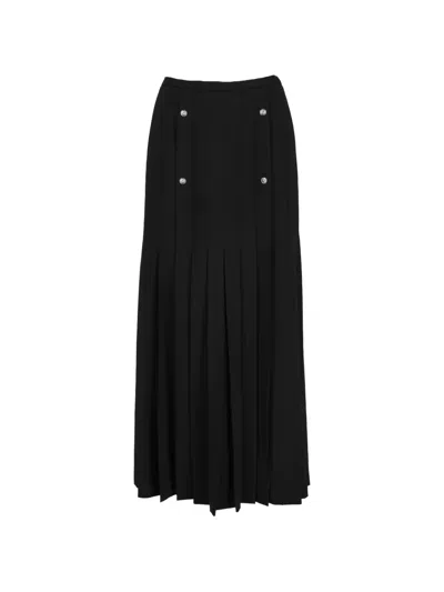 Pre-owned Versus Pleated Button-detail Skirt In Black