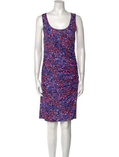 Pre-owned Versus Printed Knee-length Dress In Blue