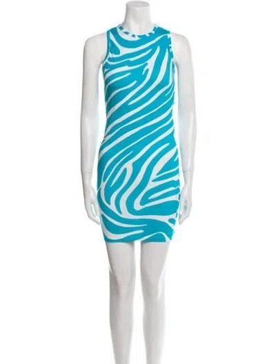 Pre-owned Versus Printed Mini Dress In Blue