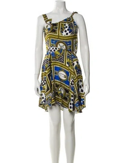 Pre-owned Versus Printed Mini Dress In Blue