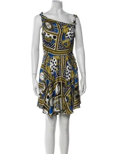 Pre-owned Versus Printed Mini Dress In Blue