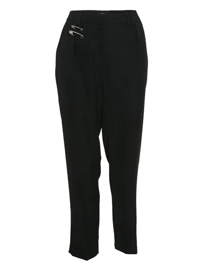 Pre-owned Versus Safety Pin-detail Trousers In Black