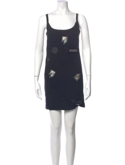 Pre-owned Versus Scoop Neck Mini Dress In Blue