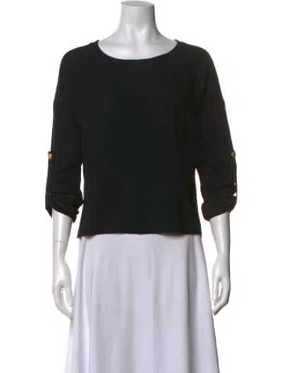 Pre-owned Versus Scoop Neck Three-quarter Sleeve Top In Black