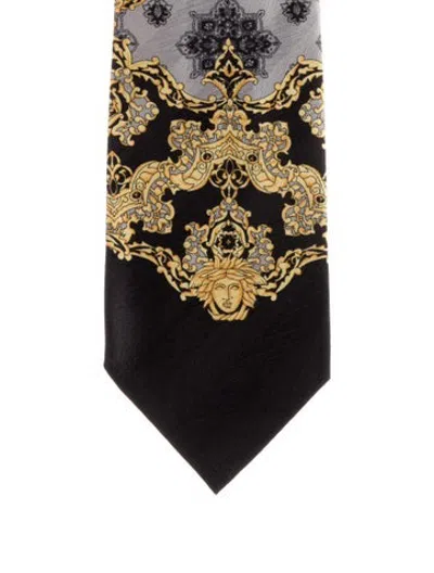 Pre-owned Versus Silk Barroco Tie In Black