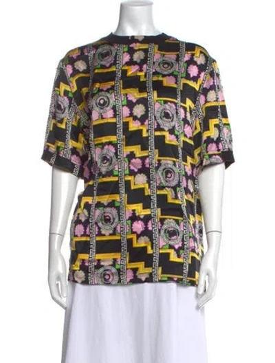 Pre-owned Versus Silk Graphic Print Top In Multicolor