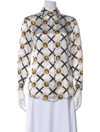 Pre-owned Versus Silk Graphic Print Top In Neutral
