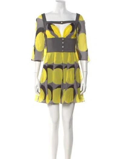 Pre-owned Versus Silk Mini Dress In Yellow
