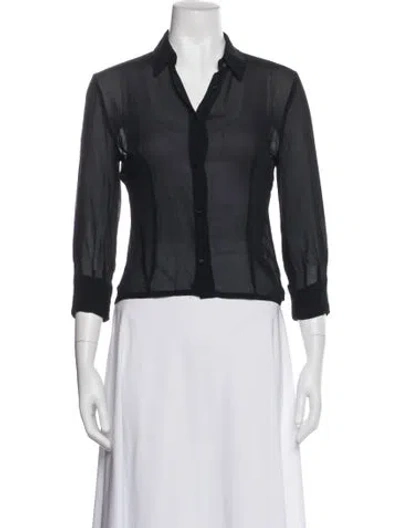 Pre-owned Versus Silk Three-quarter Sleeve Blouse In Blue