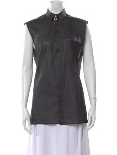 Pre-owned Versus Sleeveless Button-up Top In Black