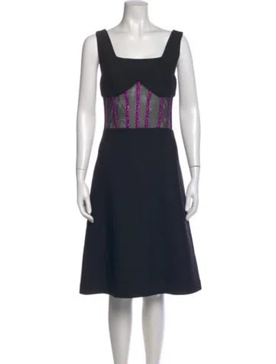 Pre-owned Versus Square Neckline Midi Length Dress In Black