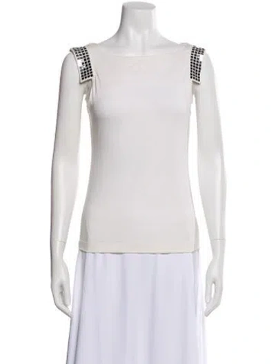 Pre-owned Versus Square Neckline Sleeveless Top In White