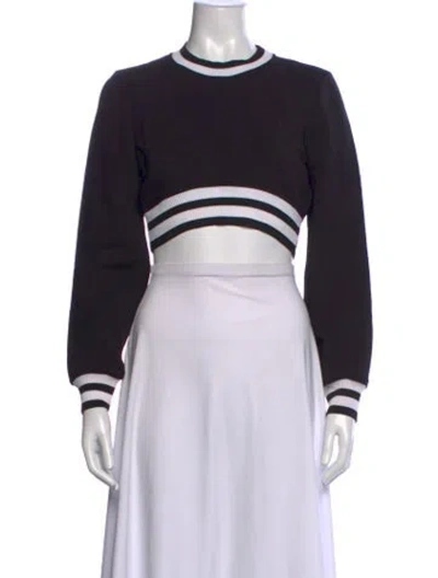 Pre-owned Versus Striped Crew Neck Crop Top In Black