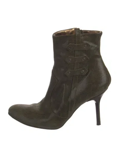Pre-owned Versus Suede Boots In Green
