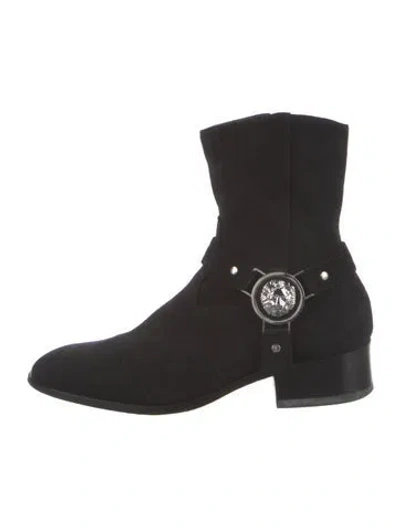 Pre-owned Versus Suede Sock Boots In Black