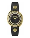 Versus Versace Tortona Crystal Leather Watch Woman Wrist Watch Gold Size Onesize Stainless Steel In Multi