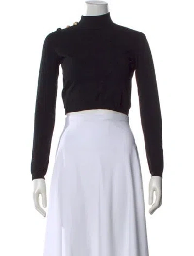 Pre-owned Versus Turtleneck Long Sleeve Crop Top In Black