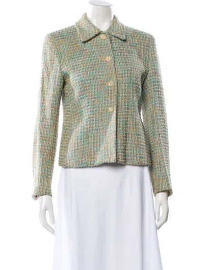 Pre-owned Versus Tweed Tweed Pattern Evening Jacket In Green