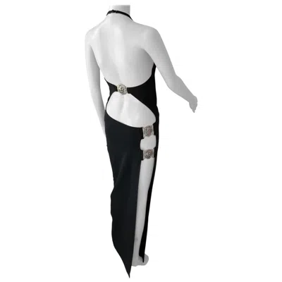 Pre-owned Versus Versace By Anthony Vaccarello S/s 2016 Runway Cutout Black Evening Dress