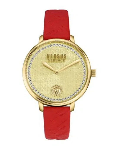 Versus Versace La Villette Crystal Leather Watch Woman Wrist Watch Gold Size - Stainless Steel