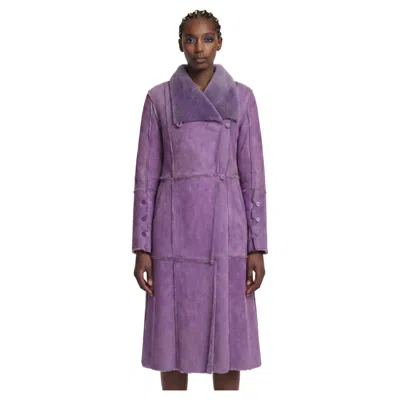Pre-owned Versus Versace Long Shearling Coat Circa 2000 In Gray
