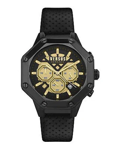 Pre-owned Versus Versace Mens Black 45mm Strap Fashion Watch