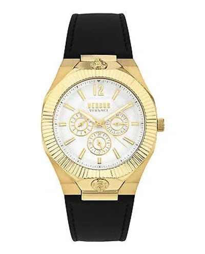 Pre-owned Versus Versace Mens Echo Park Multifunction Gold 42mm Strap Fashion Watch