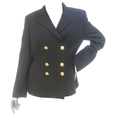 Pre-owned Versus Versace  Black Wool Military Style Jacket Circa 1990s