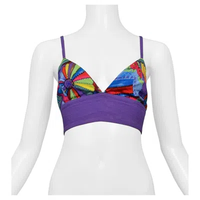 Pre-owned Versus Versace  Multicolor Kaleidoscope Bra Top In Gray