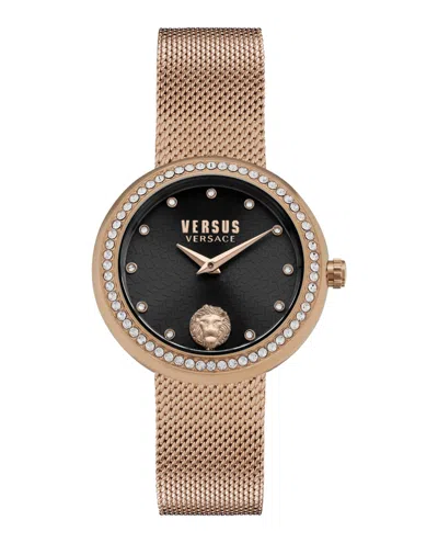 Pre-owned Versus Versace Womens Lea Crystal 35mm Bracelet Fashion Watch In Gold