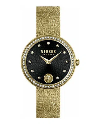 Pre-owned Versus Versace Womens Lea Crystal Gold 35mm Bracelet Fashion Watch