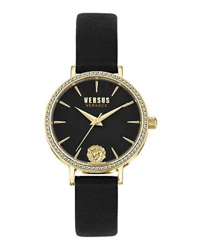 Pre-owned Versus Versace Womens Mar Vista Crystal Gold 34mm Strap Fashion Watch