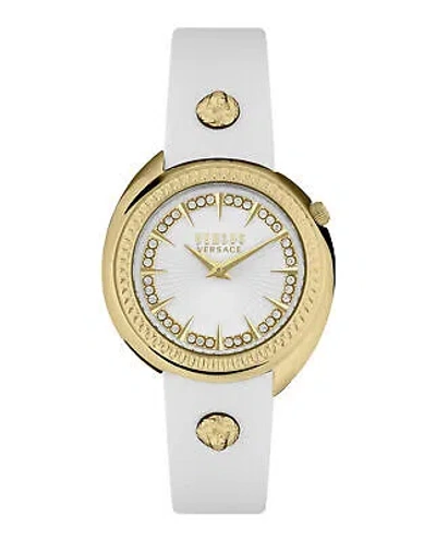 Pre-owned Versus Versace Womens Tortona Crystal Gold 38mm Strap Fashion Watch