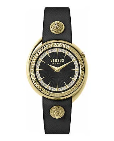 Pre-owned Versus Versace Womens Tortona Crystal Gold 38mm Strap Fashion Watch