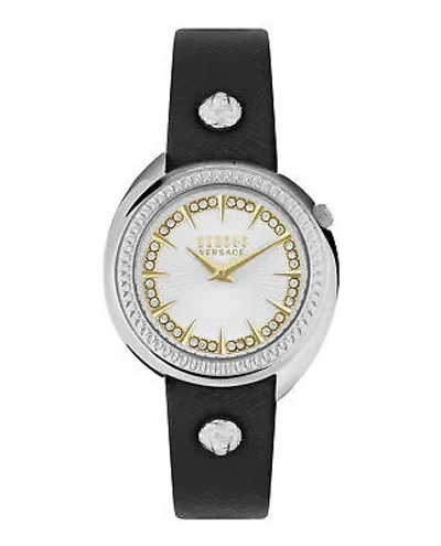 Pre-owned Versus Versace Womens Tortona Crystal Stainless Steel 38mm Strap Fashion Watch