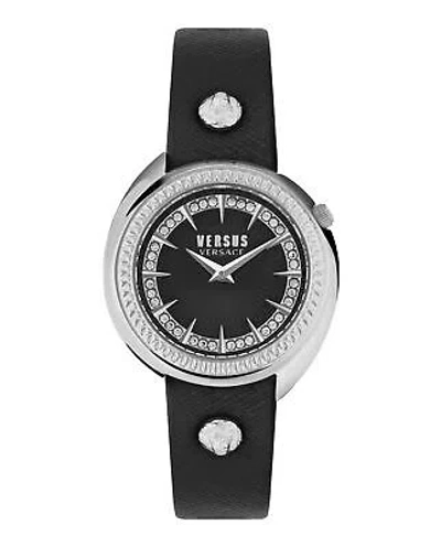 Pre-owned Versus Versace Womens Tortona Crystal Stainless Steel 38mm Strap Fashion Watch