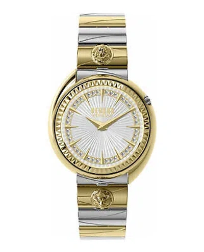 Pre-owned Versus Versace Womens Tortona Crystal Two Tone 38mm Bracelet Fashion Watch